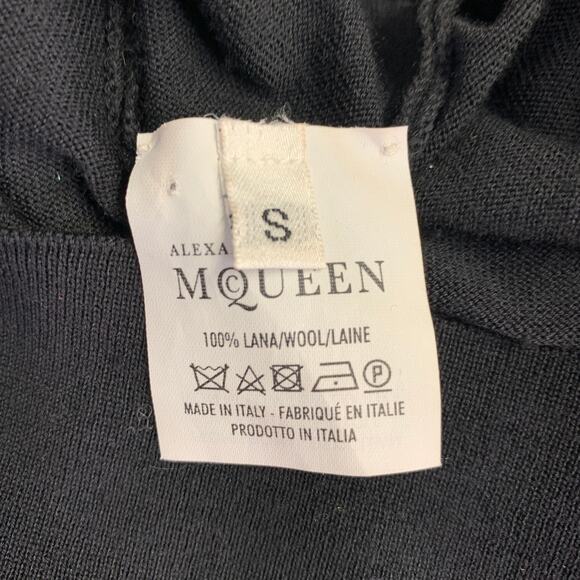 ALEXANDER MCQUEEN S Black Wool Jersey Embroidered Asymmetrical T-Shirt Dress - Picture 5 of 8